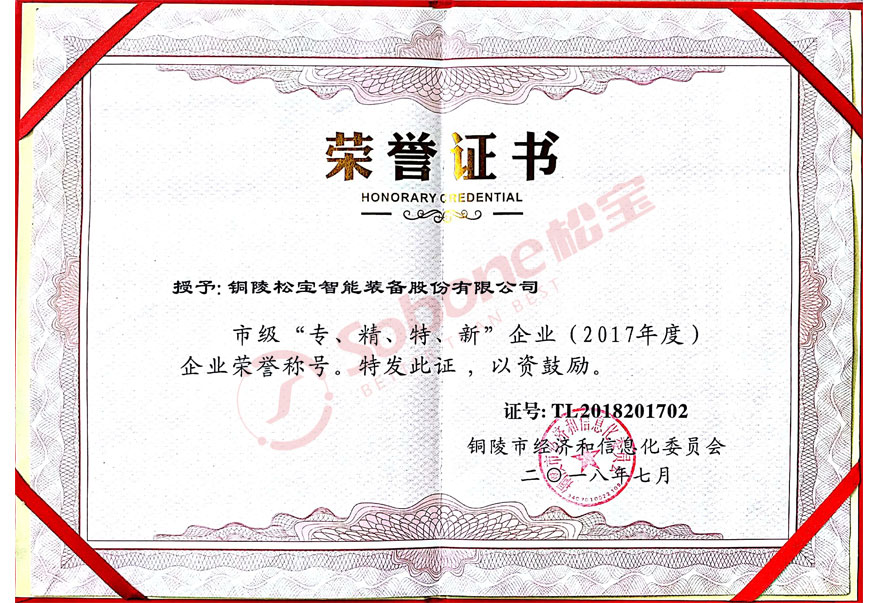 市級(jí)”專(zhuān)精特新“證書(shū)